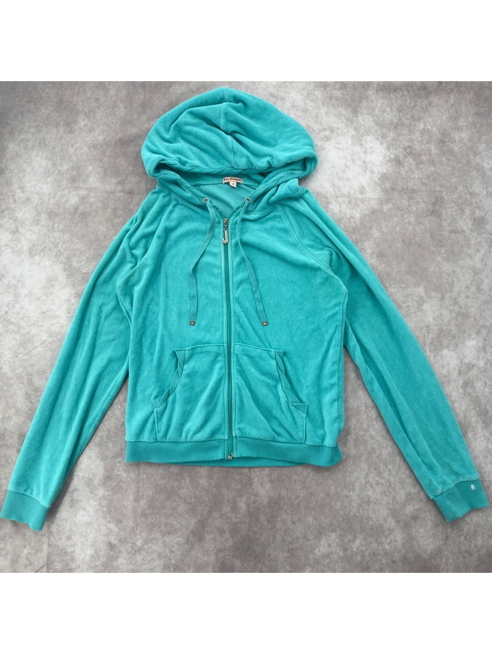 Juicy Couture Tery Velour Zip Up Hoodie Teal M